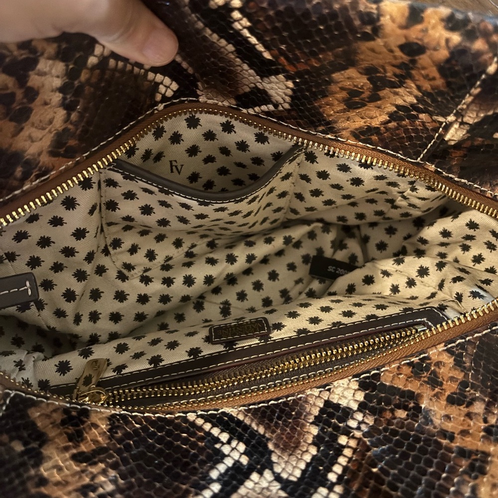 Frances Valentine Brown Python-Print Satchel - image 6